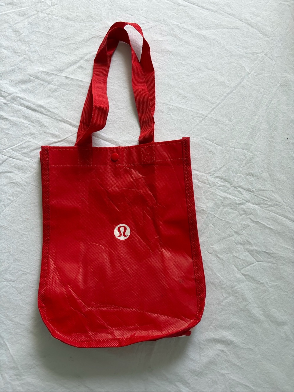 Lululemon Red Small Reusable Tote Bag Mini Shopping Shopper Snap Closure